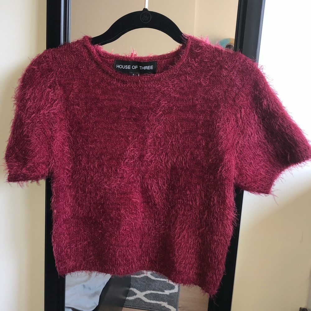Fuchsia fuzzy sweater shirt
